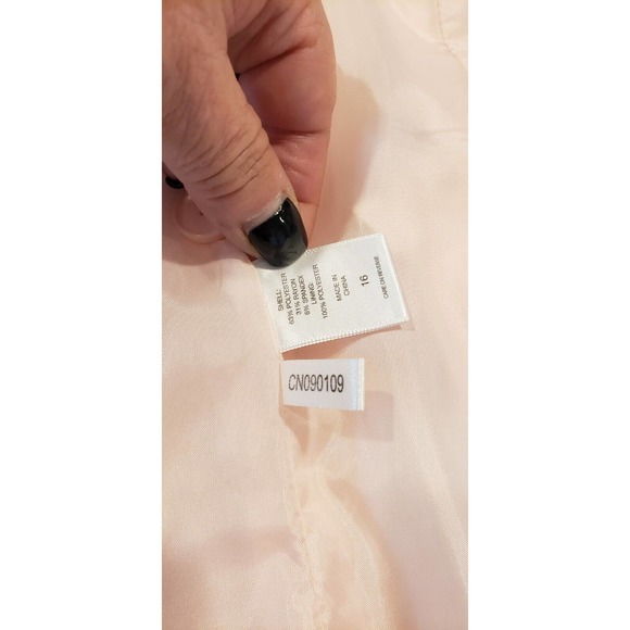 Light Pink Blazer Suit Jacket Black Under Collar Flap & Zip pockets 16 NY & Co - Picture 12 of 12